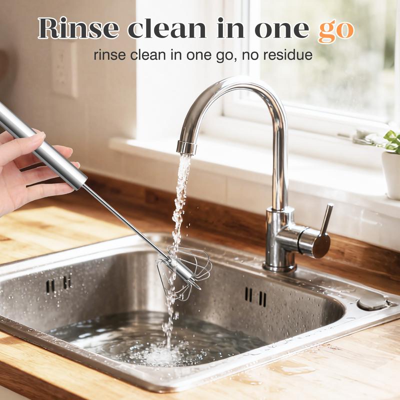 🥄 Food-Grade Stainless Steel Semi-Automatic Rotary Whisk | for Whisking, Blending & Stirring
